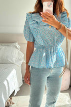 Blusa Flores Azul