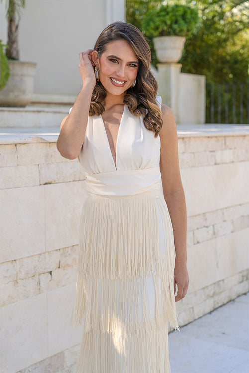 Vestido Cleo Crema Tirantes