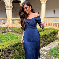 Vestido Flecos Marino