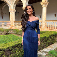 Vestido Flecos Marino