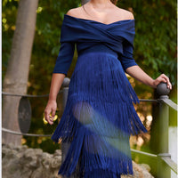 Vestido Flecos Marino