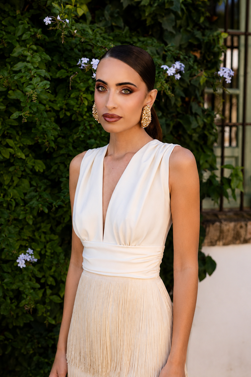 Vestido Cleo Crema Tirantes