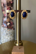 Pendientes Botón Azul Oro