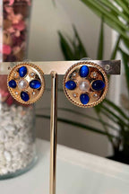 Pendientes Botón Azul