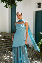 Vestido Ronda Verde Azulado
