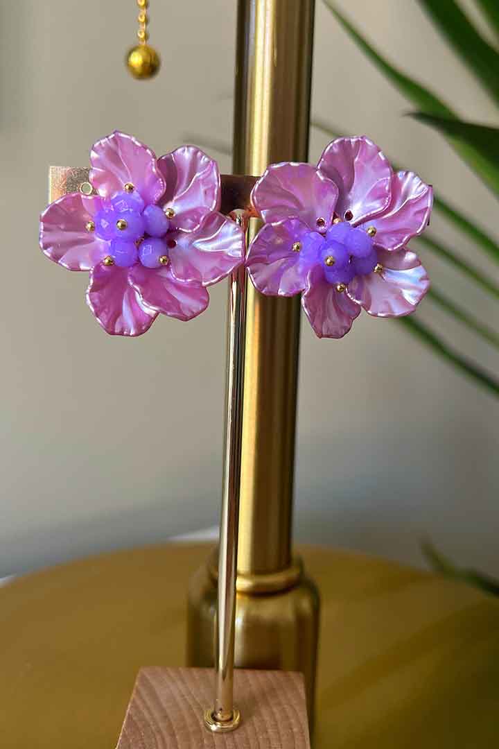 Pendientes flor lila
