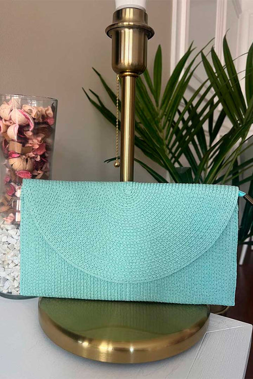 Bolso/Cartera rafia turquesa