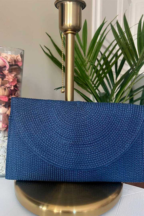 Bolso/Cartera rafia marino